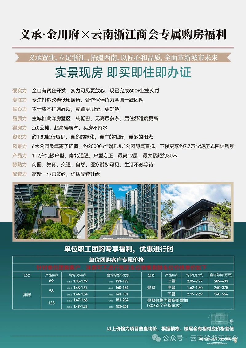 义承·金川府——云南浙江商会专属购房福利推荐